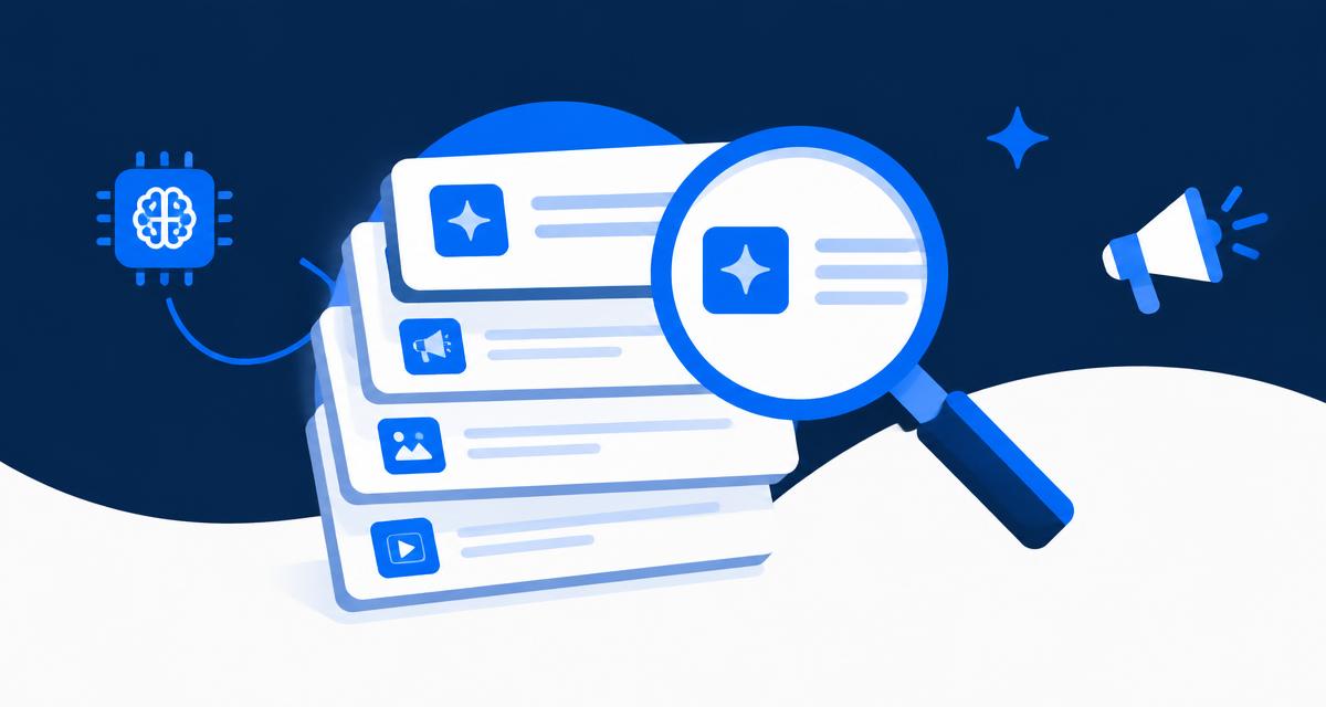 Illustration of a stack of prompt cards under a magnifying glass